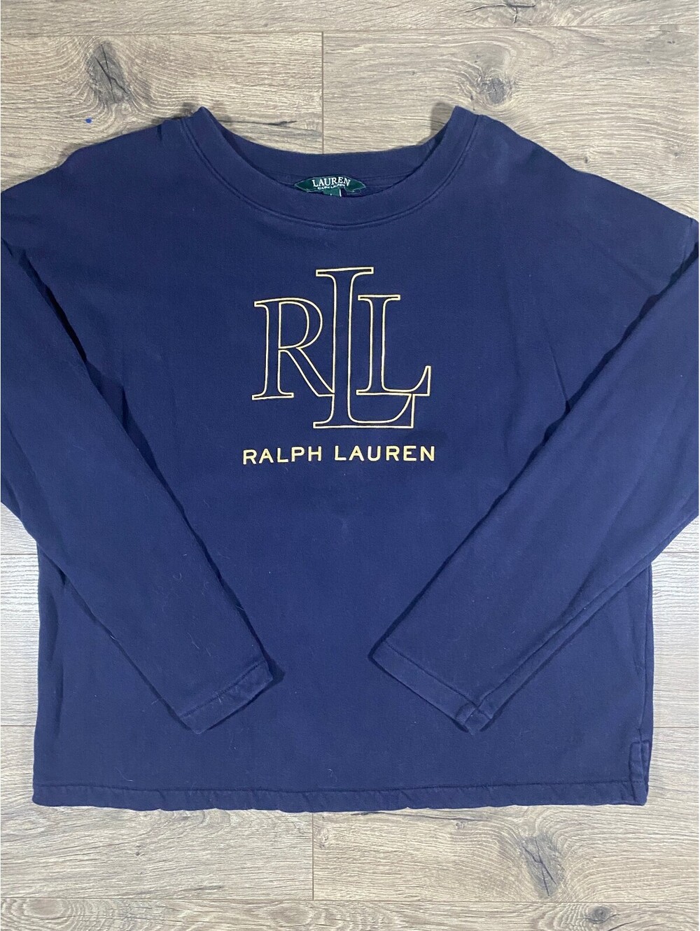 Lauren Ralph Lauren Womens L Navy LRL Logo Crewneck Sweatshirt Pullover